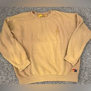 Aviator Nation Tan Sweatshirt with Lightning Detail